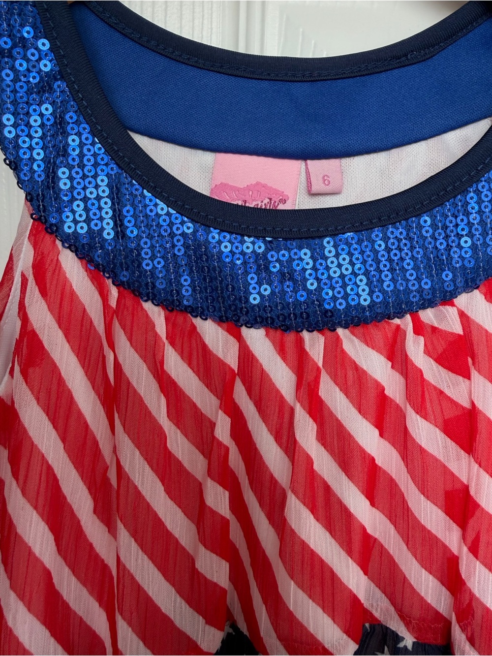 Lipstik Girls NWT Sequin Flag Dress 6 Stars Stripes 4th July - Picture 3 of 4